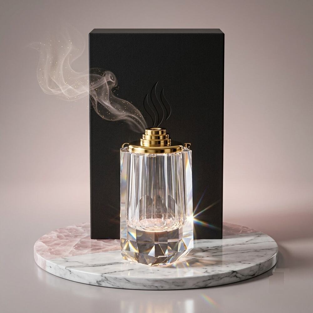 Krystalique Scentier Large Prism Crystal Catalytic Fragrance Lamp Gold Open Box